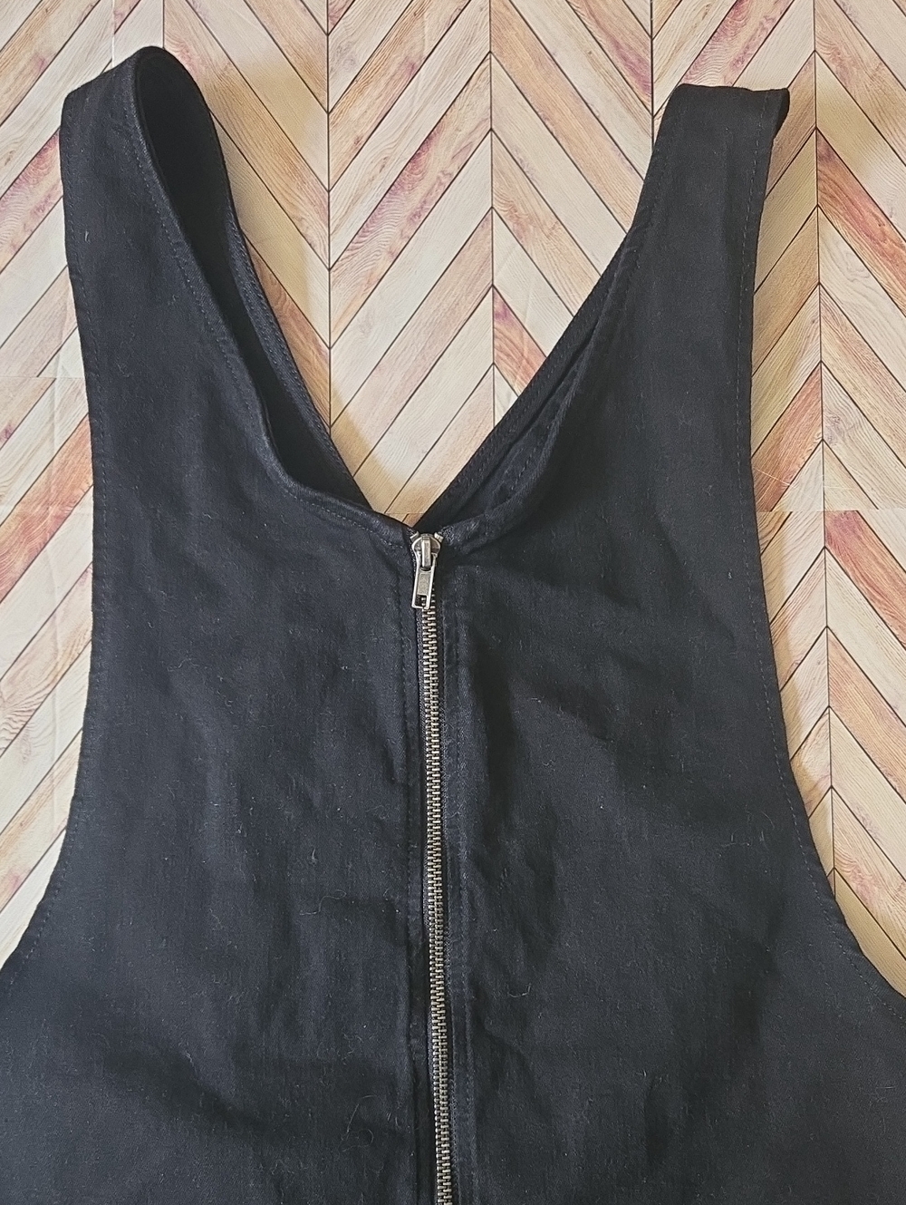 SO Black Denim Zip Front Jumper Dress Pinafore Overall Mini Dress Womens Small - Picture 6 of 13